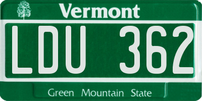 VT license plate LDU362