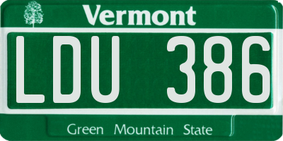 VT license plate LDU386