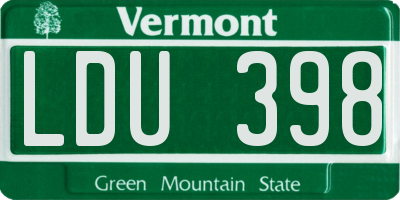 VT license plate LDU398