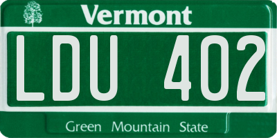VT license plate LDU402