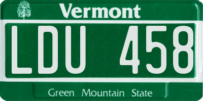 VT license plate LDU458