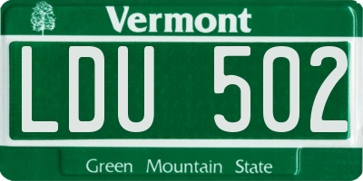 VT license plate LDU502