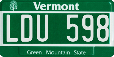 VT license plate LDU598