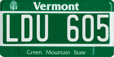 VT license plate LDU605
