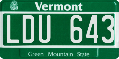 VT license plate LDU643
