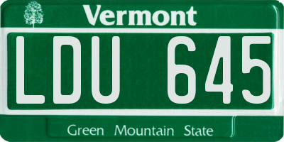 VT license plate LDU645