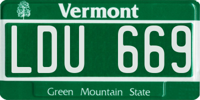 VT license plate LDU669