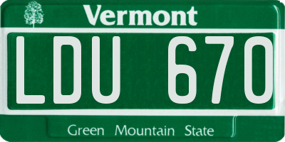 VT license plate LDU670