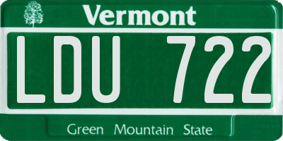 VT license plate LDU722