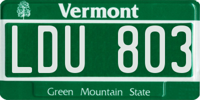 VT license plate LDU803