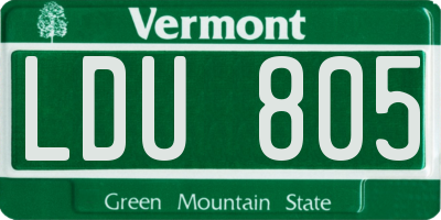 VT license plate LDU805