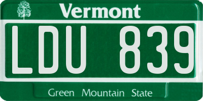 VT license plate LDU839