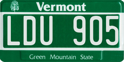 VT license plate LDU905