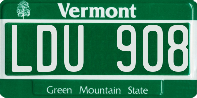 VT license plate LDU908