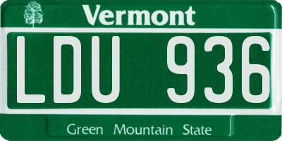 VT license plate LDU936