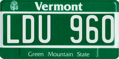 VT license plate LDU960