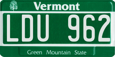 VT license plate LDU962