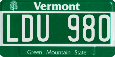VT license plate LDU980