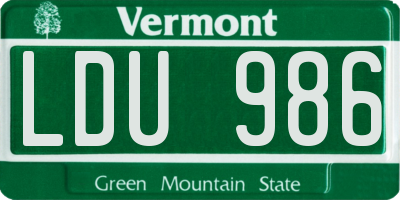 VT license plate LDU986