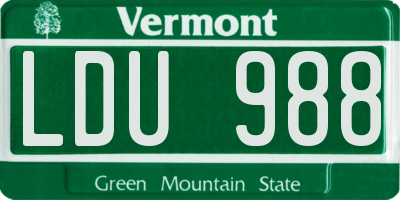 VT license plate LDU988
