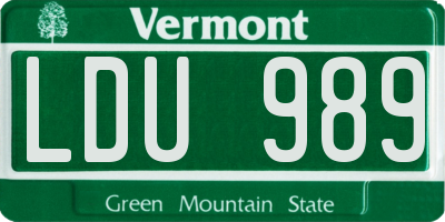 VT license plate LDU989