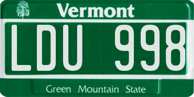 VT license plate LDU998