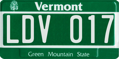 VT license plate LDV017