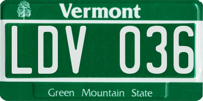VT license plate LDV036