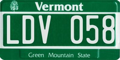 VT license plate LDV058