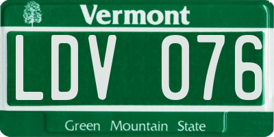 VT license plate LDV076