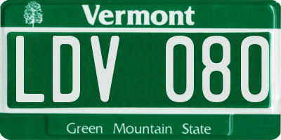 VT license plate LDV080
