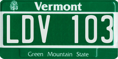 VT license plate LDV103