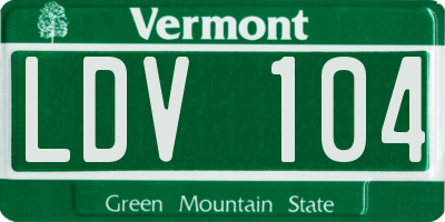 VT license plate LDV104