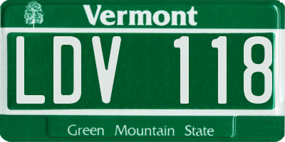 VT license plate LDV118