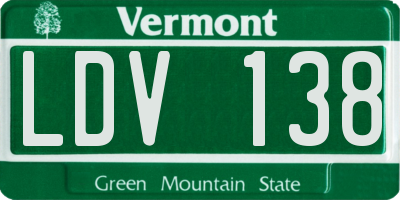 VT license plate LDV138