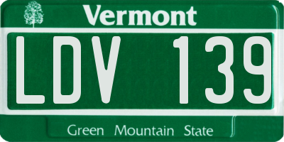 VT license plate LDV139