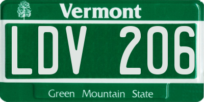 VT license plate LDV206