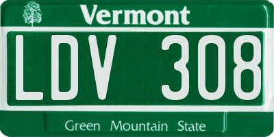 VT license plate LDV308