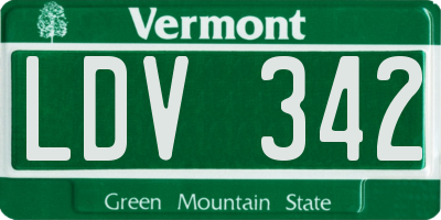 VT license plate LDV342