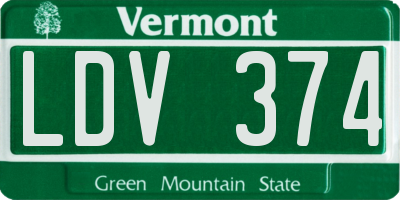 VT license plate LDV374