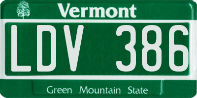 VT license plate LDV386
