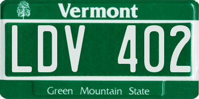 VT license plate LDV402