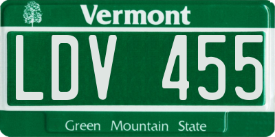 VT license plate LDV455