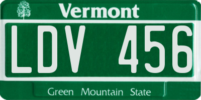 VT license plate LDV456