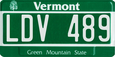 VT license plate LDV489