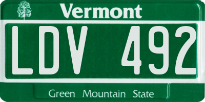 VT license plate LDV492