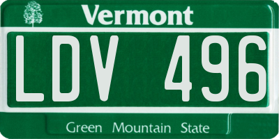 VT license plate LDV496