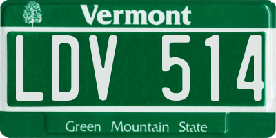 VT license plate LDV514