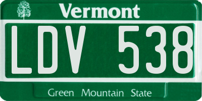 VT license plate LDV538