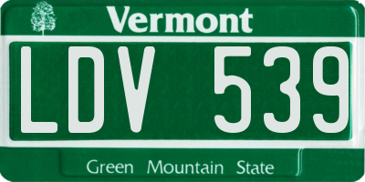 VT license plate LDV539